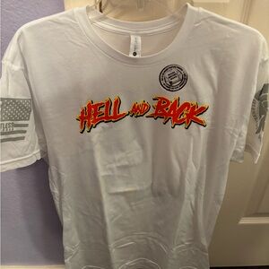 White Graphic T-Shirt with Red and Yellow Print